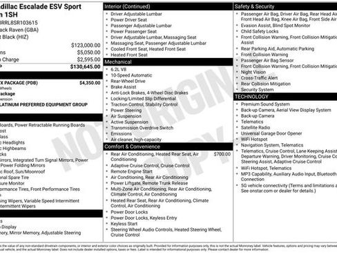 Used 2025 Cadillac Escalade ESV Sport Platinum w/ LPO, ONYX Package RWD image 2
