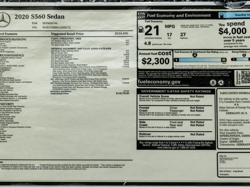 Used 2020 Mercedes-Benz S 560 Sedan image 89