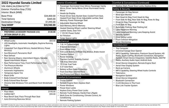 Used 2022 Hyundai Sonata Limited w/ Preferred Accessory Package FWD image 12