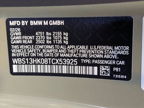 New 2026 BMW M4 Coupe w/ M Carbon Exterior Package RWD image 16