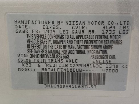 Used 2025 Nissan Versa S w/ Trunk Package FWD image 33