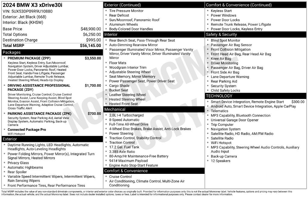 Certified 2024 BMW X3 xDrive30i w/ Premium Package AWD/4WD image 2