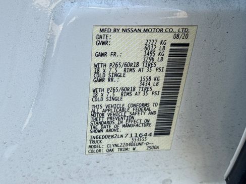 Used 2020 Nissan Frontier SV w/ Midnight Edition Floor Mats AWD/4WD image 56