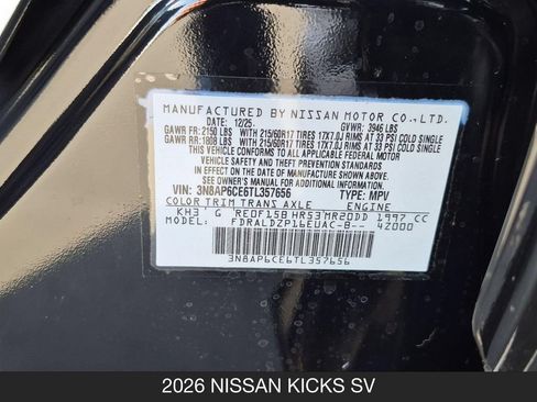 Certified 2026 Nissan Kicks SV w/ SV Premium Package FWD image 25