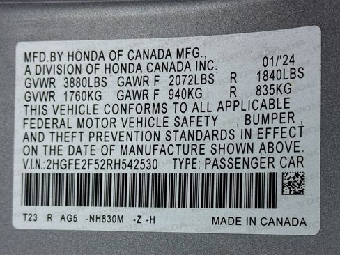Certified 2024 Honda Civic Sport image 29
