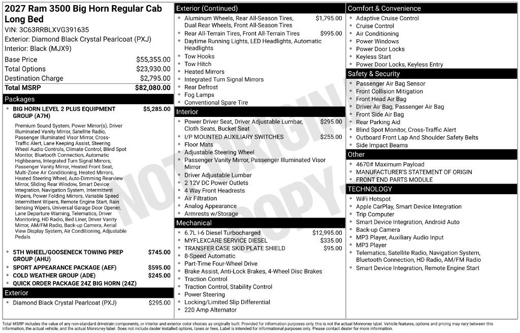 New 2027 RAM 3500 Big Horn AWD/4WD image 6