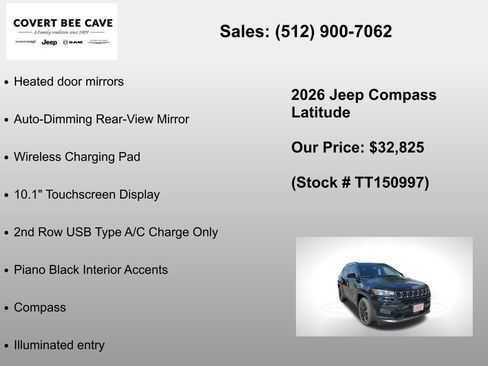 New 2026 Jeep Compass Latitude w/ Quick Order Package 29K image 18