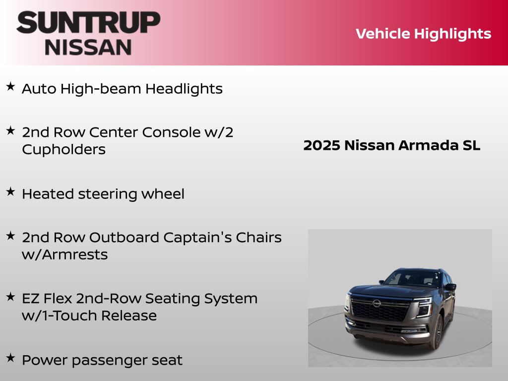 Certified 2025 Nissan Armada SL w/ Captain's Chari Seat Package AWD/4WD image 16