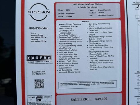 Certified 2026 Nissan Pathfinder Platinum FWD image 27