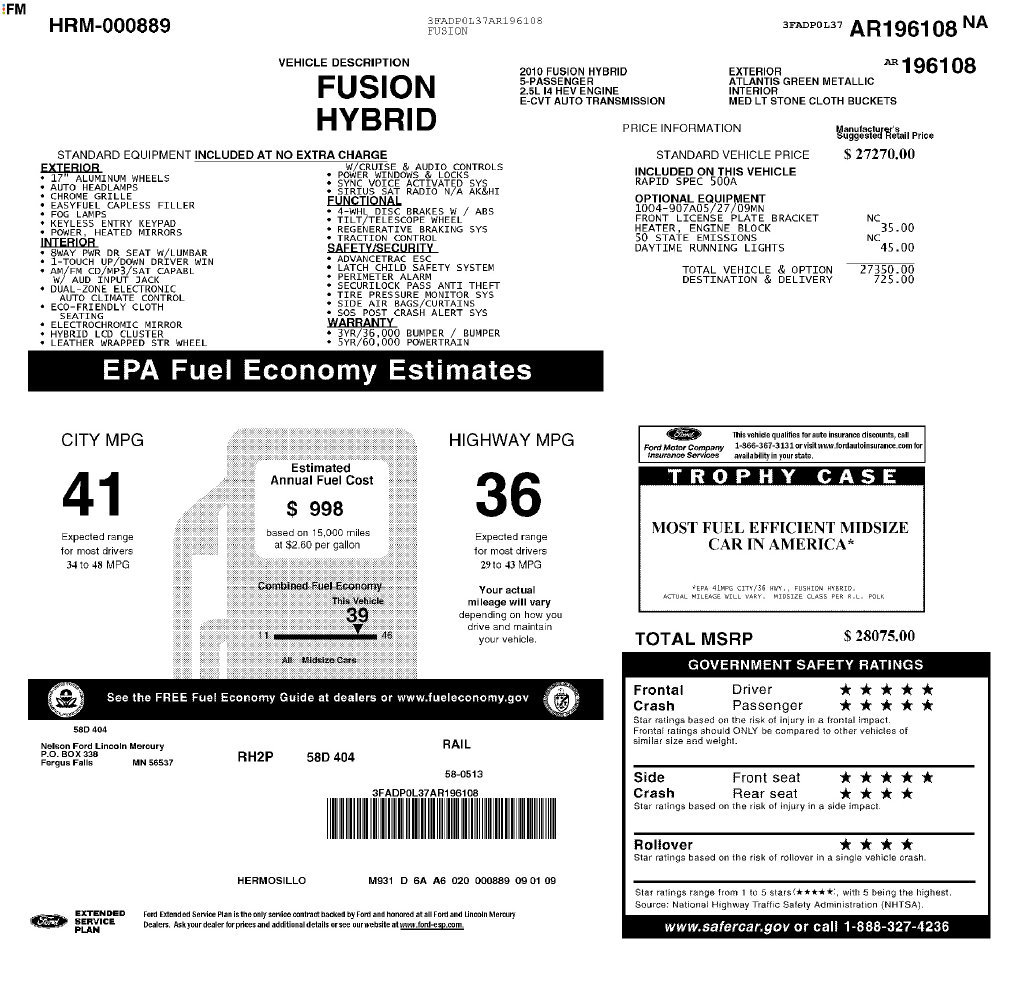 Used 2010 Ford Fusion Hybrid FWD image 16