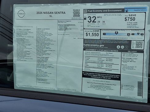 New 2026 Nissan Sentra SL w/ Floor Mat Package FWD image 7