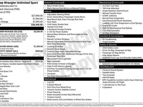 Used 2017 Jeep Wrangler Unlimited Sport w/ Quick Order Package 23S AWD/4WD image 6