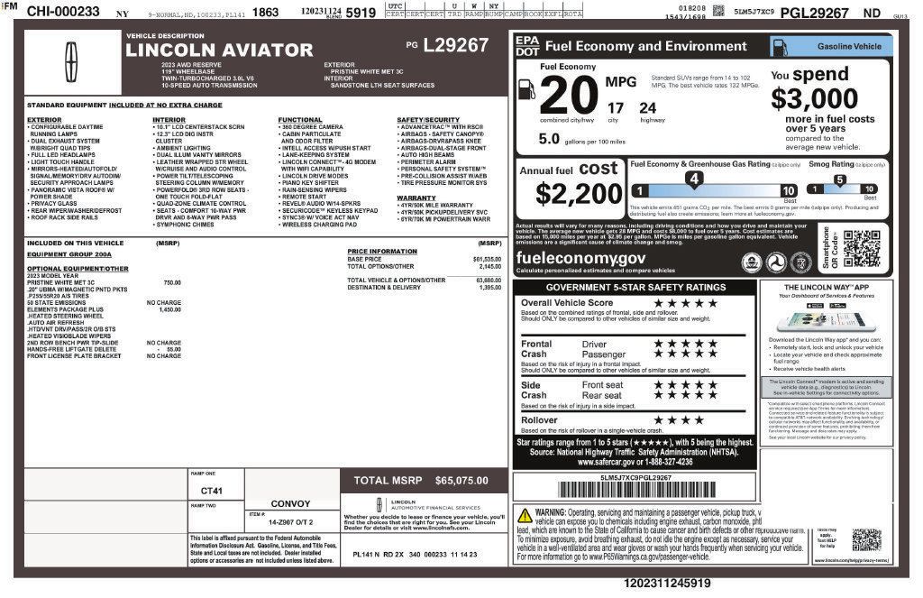 Used 2023 Lincoln Aviator Reserve w/ Elements Package Plus AWD/4WD image 14