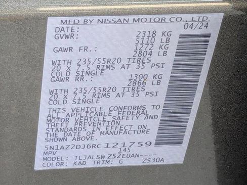 Certified 2024 Nissan Murano Platinum w/ Cargo Package FWD image 25