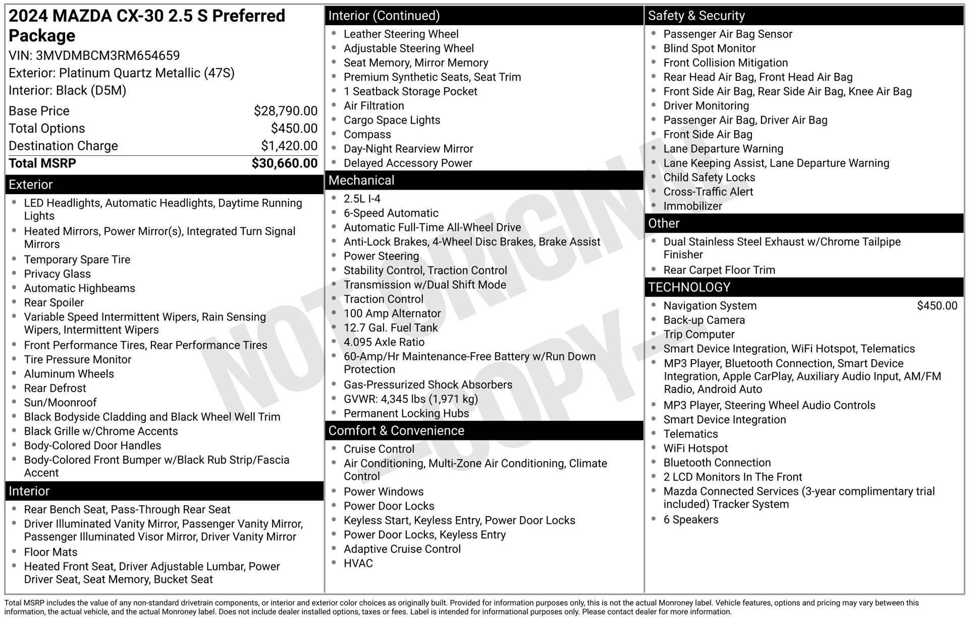 Used 2024 MAZDA CX-30 AWD 2.5 S w/ Preferred Package image 3