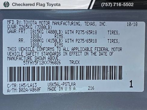 Used 2019 Toyota Tundra Limited w/ Limited Premium Package AWD/4WD image 27