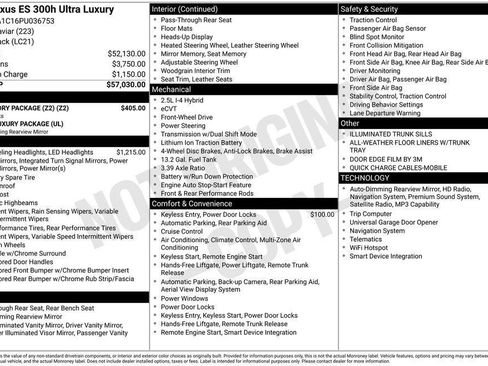 Used 2023 Lexus ES 300h Ultra Luxury w/ Accessory Package (Z2) FWD image 11