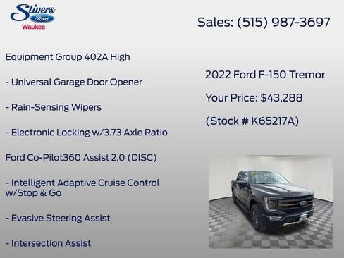 Certified 2022 Ford F150 Tremor w/ Equipment Group 402A High AWD/4WD image 34