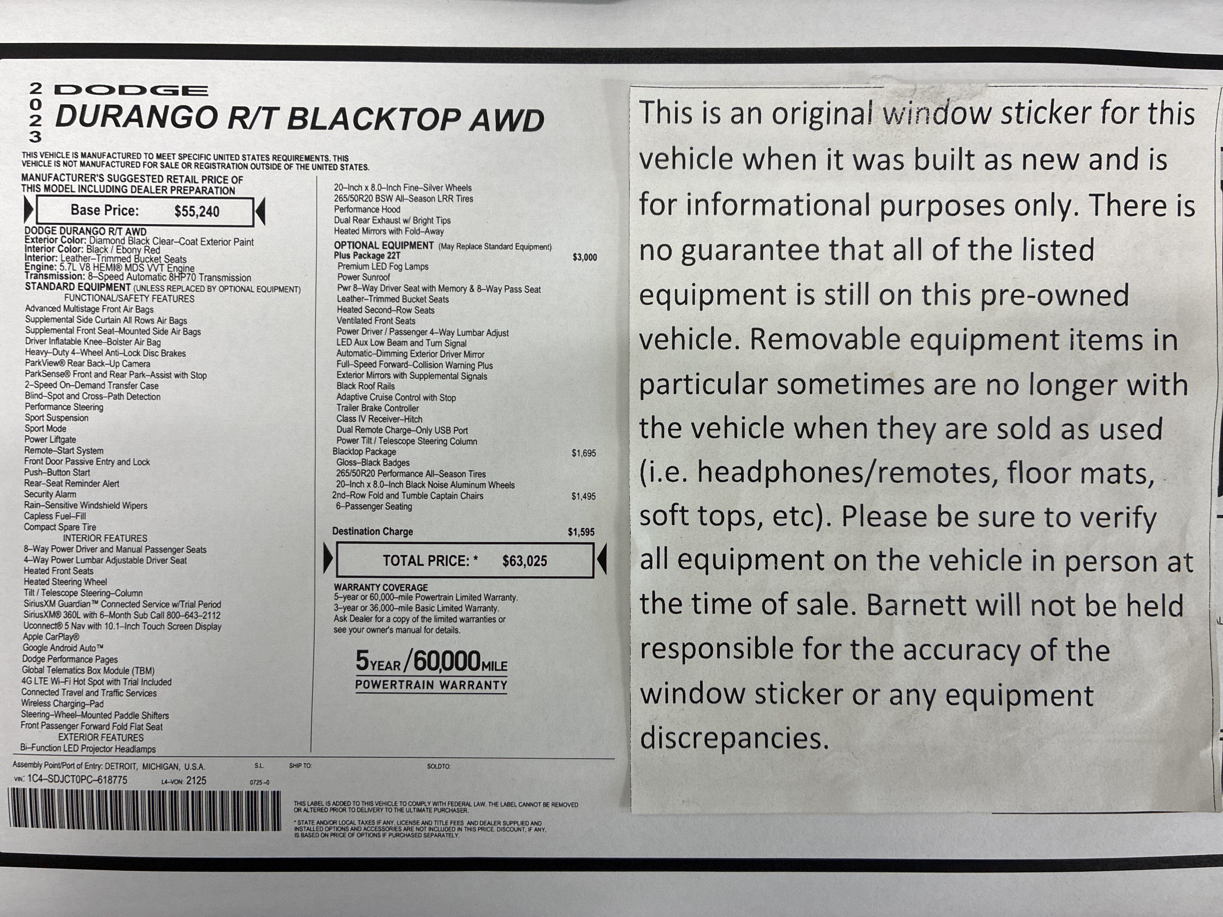 Certified 2023 Dodge Durango R/T AWD/4WD image 2