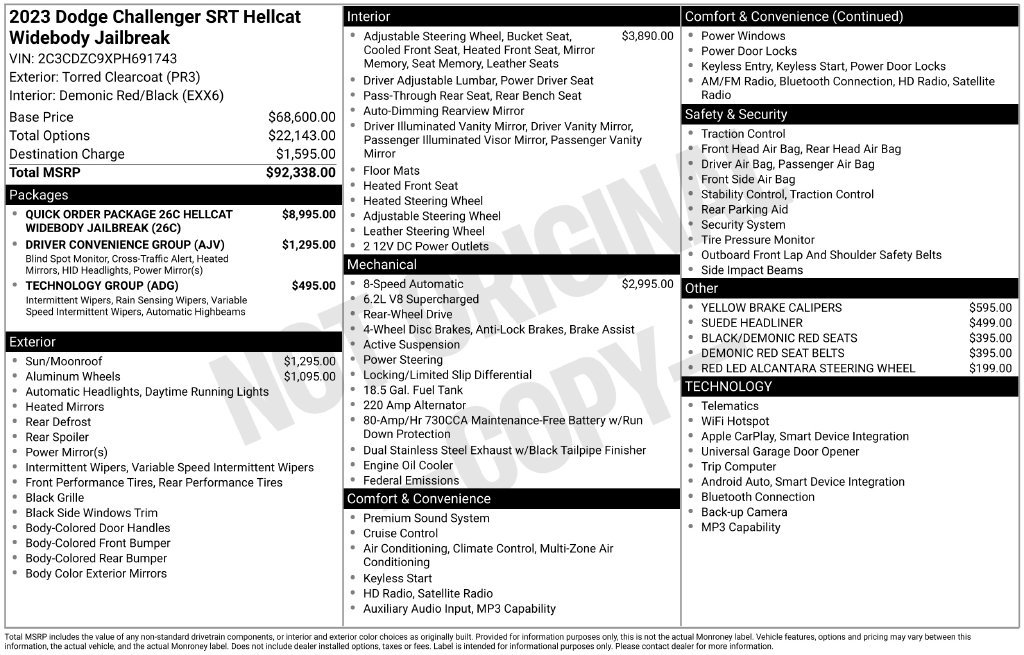 Used 2023 Dodge Challenger SRT Hellcat RWD image 6