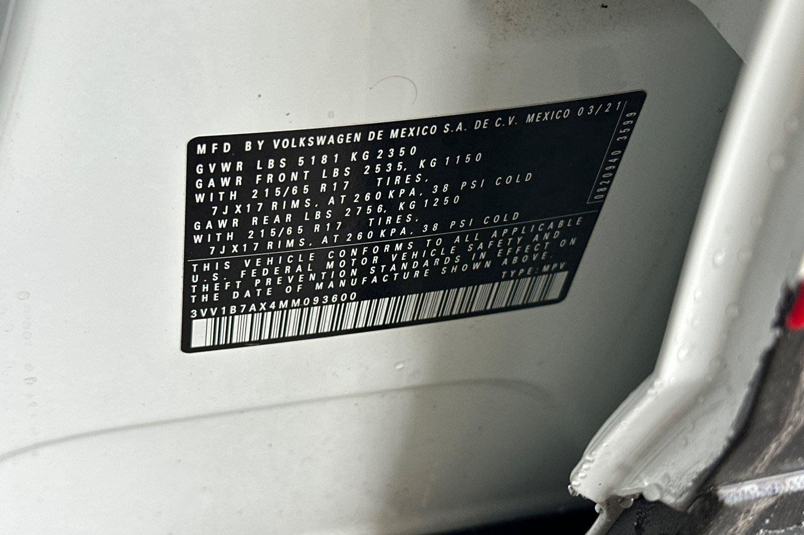Certified 2021 Volkswagen Tiguan S FWD image 28