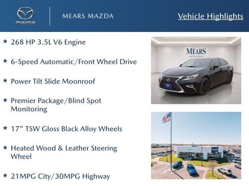 Used 2018 Lexus ES 350 w/ Navigation System Package FWD image 2