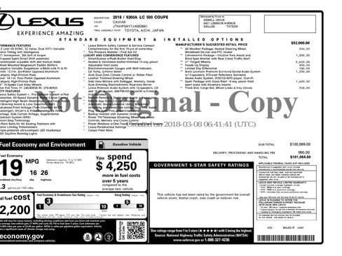 Used 2018 Lexus LC 500 Coupe w/ Sport Package image 3