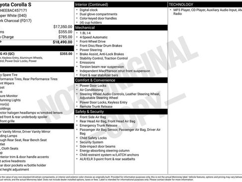 Used 2010 Toyota Corolla S w/ S EVP Pkg #3 FWD image 5
