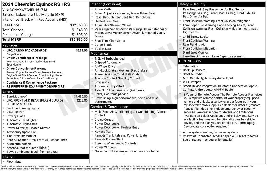 Used 2024 Chevrolet Equinox RS w/ LPO, Cargo Package AWD/4WD image 12