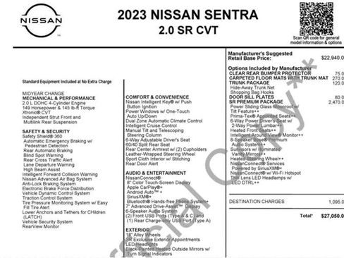 Used 2023 Nissan Sentra SR w/ SR Premium Package FWD image 2