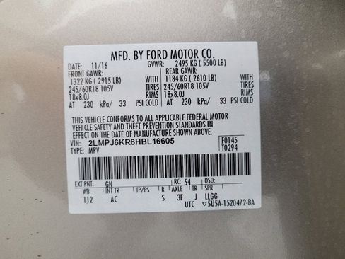 Used 2017 Lincoln MKX Select w/ Cargo Utility Package FWD image 33