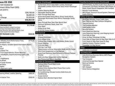 Used 2019 Lexus ES 350 w/ Premium Package image 35