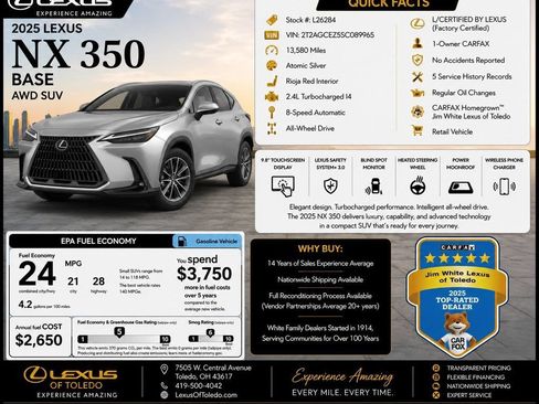 Certified 2025 Lexus NX 350 AWD w/ Accessory Package (2T) image 2
