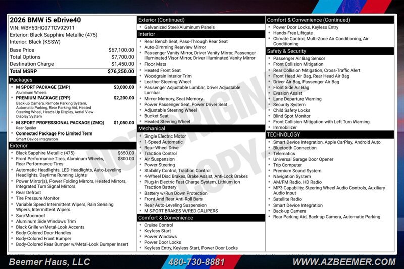 Used 2026 BMW i5 eDrive40 w/ M Sport Package RWD image 3