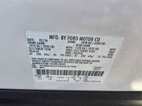 Used 2016 Ford Explorer Sport w/ Equipment Group 401A AWD/4WD image 22