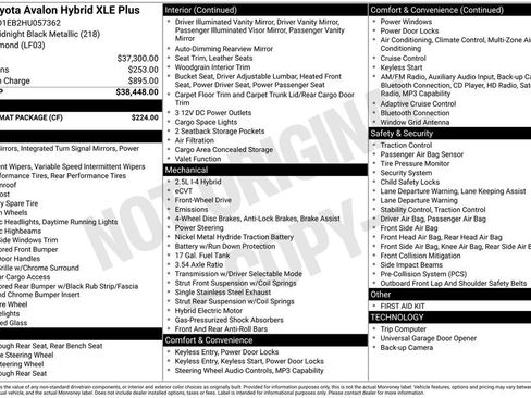 Used 2017 Toyota Avalon XLE Plus w/ Carpet Mat Package FWD image 7
