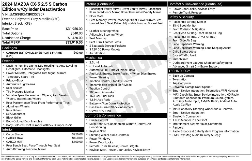 Used 2024 MAZDA CX-5 Carbon Edition AWD/4WD image 3