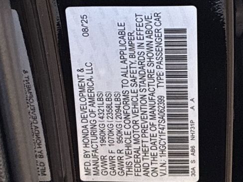 Certified 2025 Honda Accord SE image 39