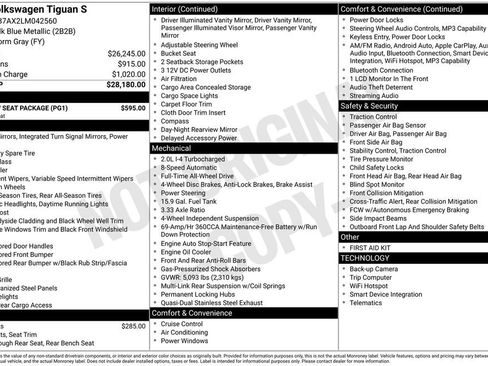 Used 2020 Volkswagen Tiguan S w/ 3rd Row Seat Package image 45