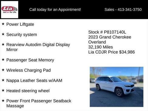 Certified 2023 Jeep Grand Cherokee Overland w/ Luxury Tech Group IV AWD/4WD image 21