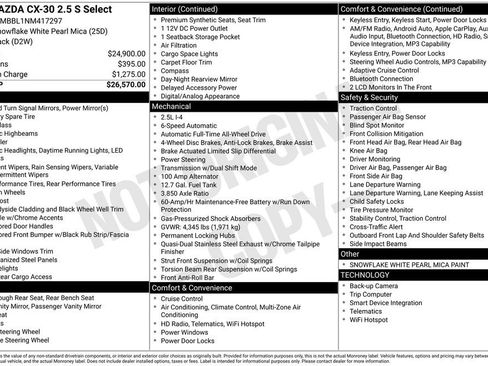 Used 2022 MAZDA CX-30 AWD 2.5 S w/ Select Package image 33