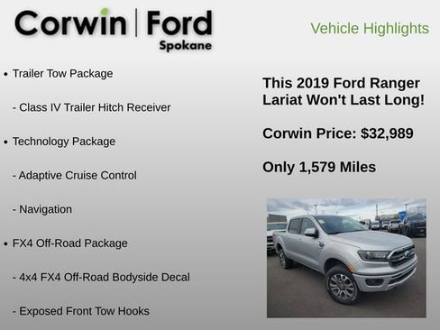 Used 2019 Ford Ranger Lariat w/ Equipment Group 501A Mid image 6