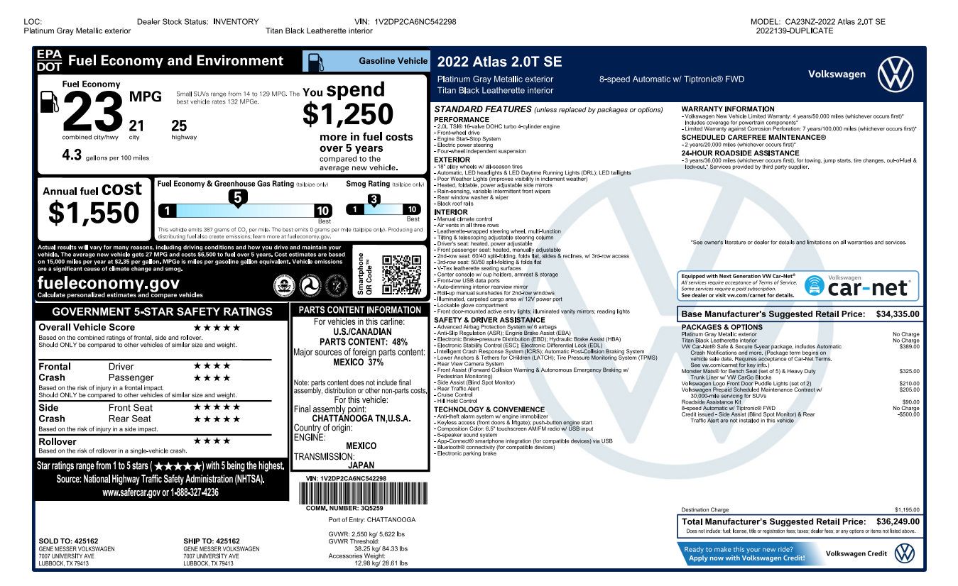 Used 2022 Volkswagen Atlas SE FWD image 30