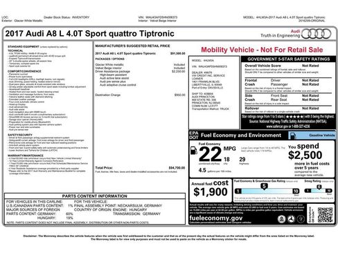 Used 2017 Audi A8 L 4.0T w/ Driver Assistance Package image 3