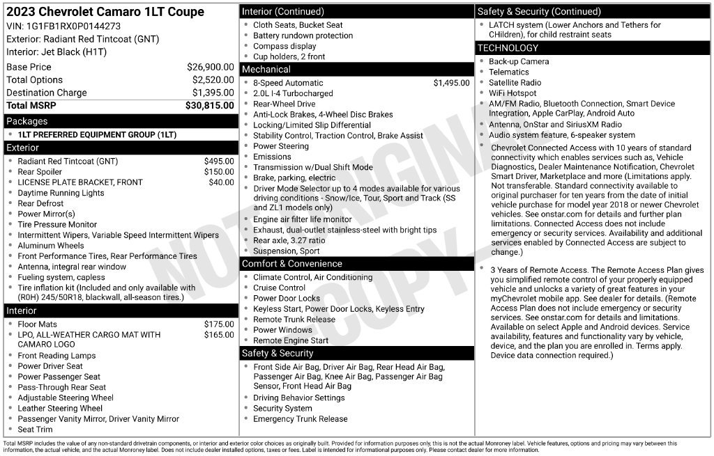 Used 2023 Chevrolet Camaro LT RWD image 4