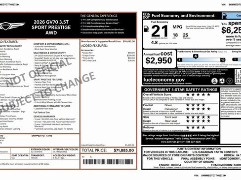 Certified 2026 Genesis GV70 3.5T Sport Prestige image 3