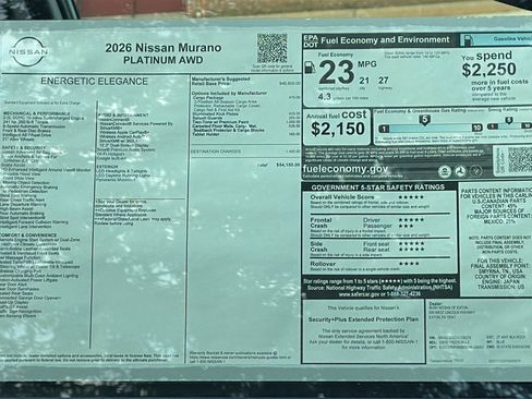 New 2026 Nissan Murano Platinum w/ Cargo Package AWD/4WD image 12
