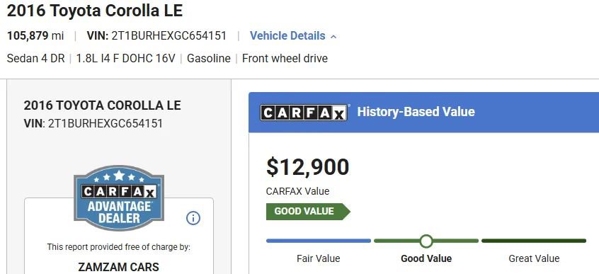 Used 2016 Toyota Corolla LE w/ Body Protection Package #1 FWD image 2