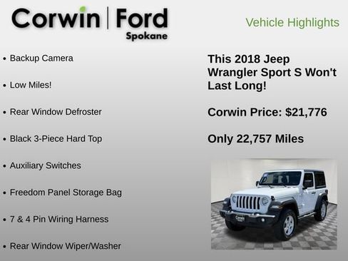 Used 2018 Jeep Wrangler Sport AWD/4WD image 6