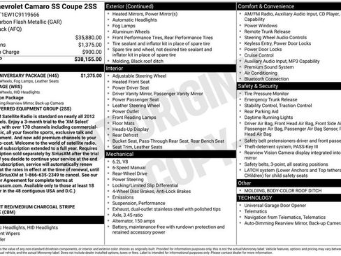 Used 2012 Chevrolet Camaro SS w/ 45th Anniversary Package RWD image 7